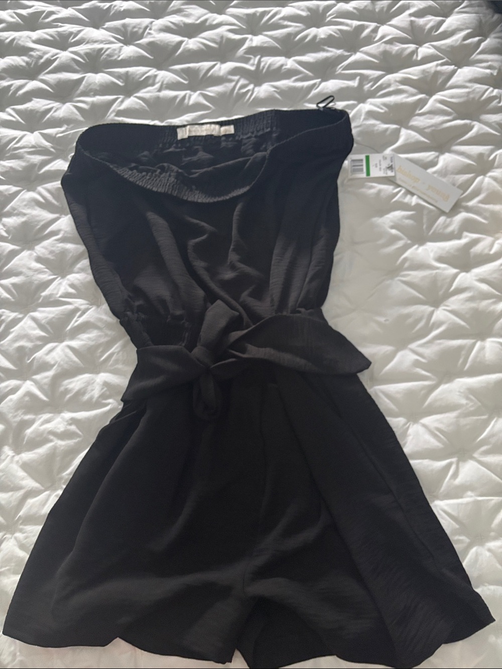 bishop + young Black Strapless Tie-Waist Romper